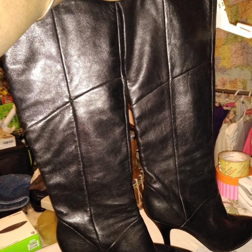Leather High Heel Boots
